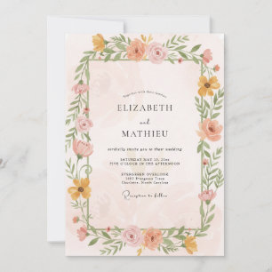 Invitation Mariage au eucalyptus à motif de brindille dorée c