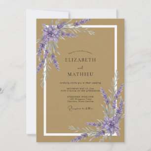 Invitation Mariage au eucalyptus à motif de violette dorée