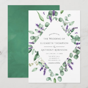 Invitation Mariage au eucalyptus et à la lavande verdoyante