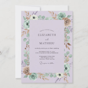 Invitation Mariage au eucalyptus et à l'anémone de couleur li