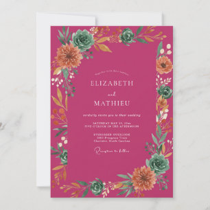 Invitation Mariage au eucalyptus succulent magenta