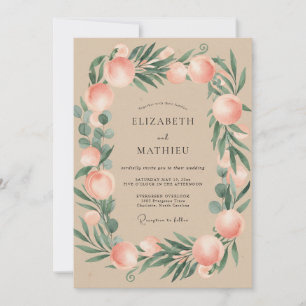 Invitation Mariage au feuillage de corail beige Eucalyptus