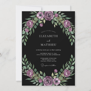 Invitation Mariage au feuillage de prune Eucalyptus noir