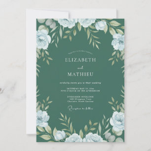 Invitation Mariage au feuillage de teal profond et eucalyptus
