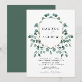 Invitation Mariage au feuillage d'eucalyptus à l'aquarelle mo