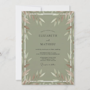 Invitation Mariage au feuillage d'eucalyptus en terre cuite o