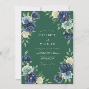 Invitation Mariage au feuillage d'eucalyptus indigo chasseur