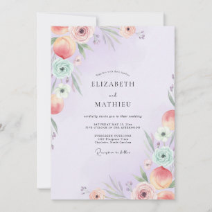 Invitation Mariage au feuillage d'eucalyptus pastel lavande