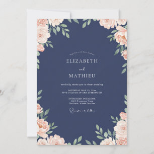 Invitation Mariage au feuillage doux d'eucalyptus et pêche de