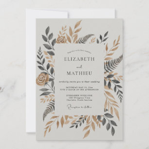 Invitation Mariage au feuillage orné de bronze