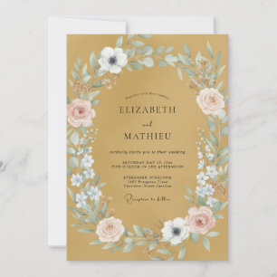 Invitation Mariage au feuillage peint ambre