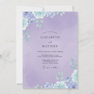 Invitation Mariage au feuillage peint d'améthyste