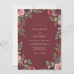 Invitation Mariage au feuillage peint de Marsala