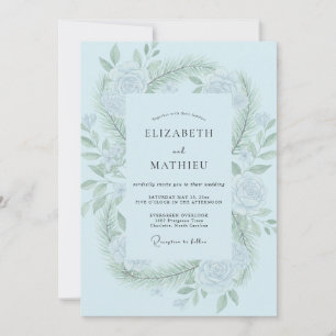 Invitation Mariage au Feuille de Menthe Poudrée