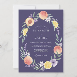 Invitation Mariage au fruit de prune pêche eucalyptus