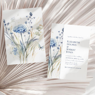 Invitation Mariage au jardin botanique avec des hortensias bl