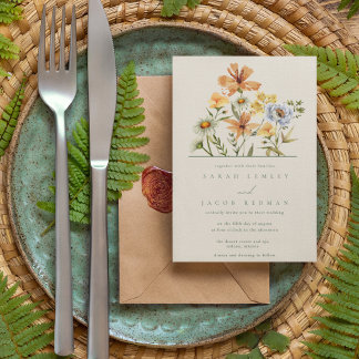 Invitation Mariage au jardin botanique des fleurs sauvages