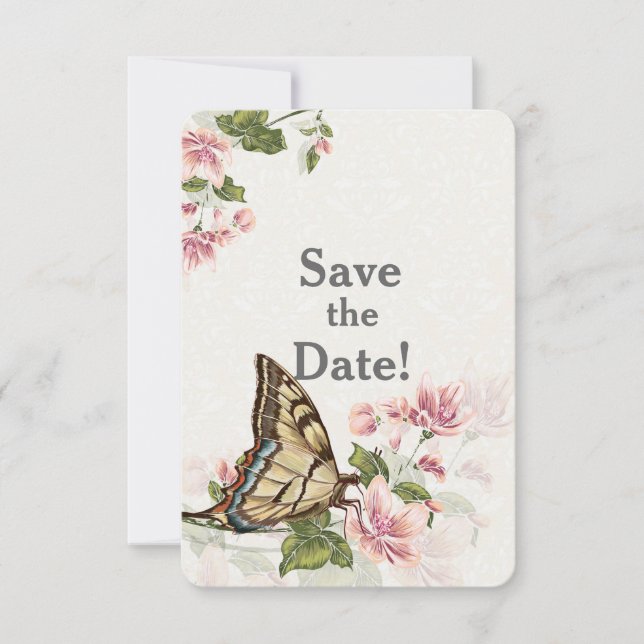 Invitation Mariage au Jardin Papillon Enregistrer la Date (Devant)
