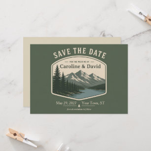 Invitation Mariage au lac de montagne dans un parc national -