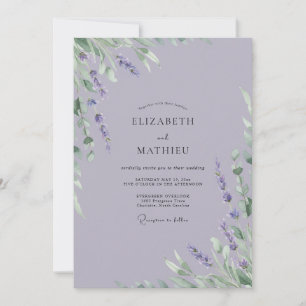 Invitation Mariage au lavande eucalyptus violet poussiéreux