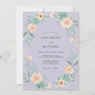 Invitation Mariage au lilas abricot eucalyptus succulent