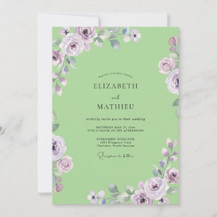 Invitation Mariage au lilas Pistachio Ranunculus Eucalyptus