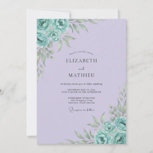 Invitation Mariage au lilas turquoise pivoine