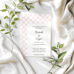 Invitation Mariage au motif damier rose peint