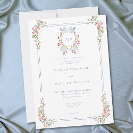 Invitation Mariage au motif de crête royale de fleur sauvage 