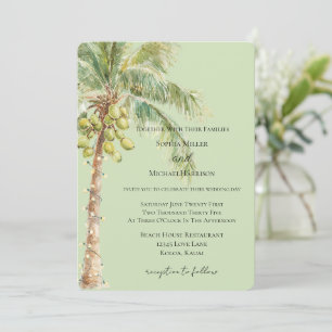 Invitation Mariage au palmier tropical vert  
