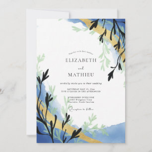 Invitation Mariage au Periwinkle Or Sprig Eucalyptus