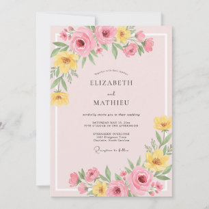 Invitation Mariage au pétale de beurre rose