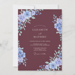 Invitation Mariage au pétale de bleuet plum