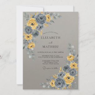 Invitation Mariage au pétale de moutarde au charbon