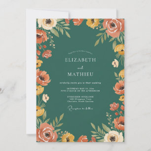 Invitation Mariage au pétale de moutarde corail