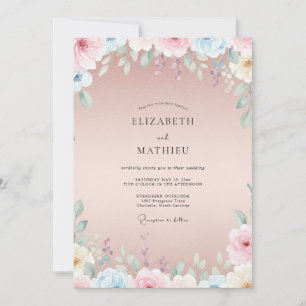 Invitation Mariage au pétale de pêche poussiéreux