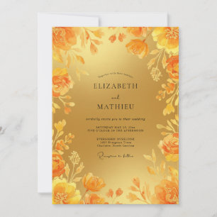 Invitation Mariage au pétale d'ocre doré