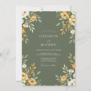 Invitation Mariage au pétale d'or olive