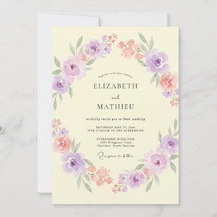 Invitation Mariage au Pétales d'Améthyste Beurre