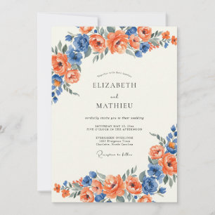 Invitation Mariage au Pétales de Centaurée Orange