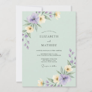 Invitation Mariage au Pétales de Crème et Lilas