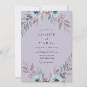 Invitation Mariage au Pétales de Lilas Poussiéreux