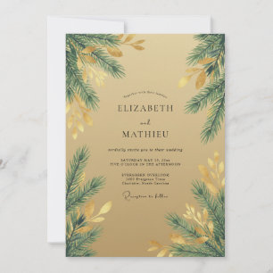 Invitation Mariage au pinède dorée d'eucalyptus