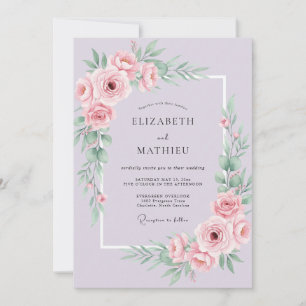 Invitation Mariage au Pivoine Teinte de Lilas