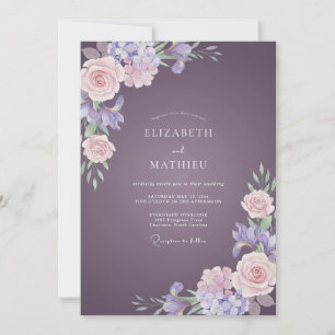Invitation Mariage au plum Hydrangea Eucalyptus