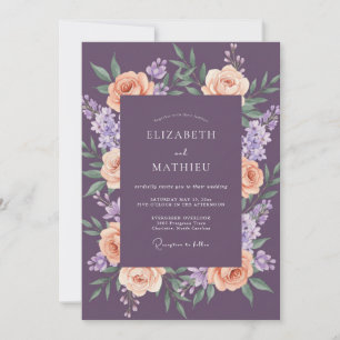 Invitation Mariage au Ranunculus Abricot Prune Eucalyptus Ass