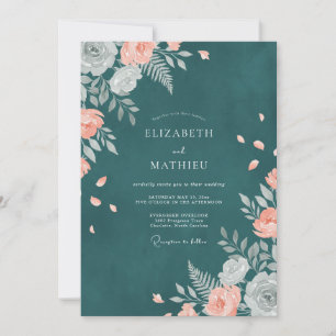 Invitation Mariage au Ranunculus Abricot Sarcelle et Eucalypt