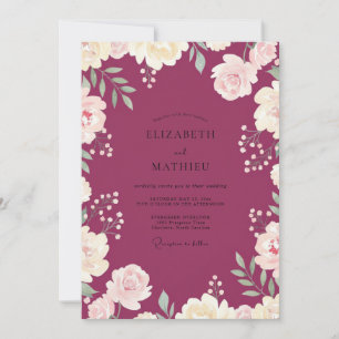 Invitation Mariage au Ranunculus aquarelle Berry