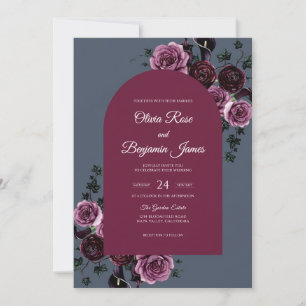 Invitation Mariage au Ranunculus Ardoise Abattu et Eucalyptus