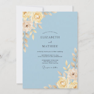 Invitation Mariage au Ranunculus Beurre Azur et Eucalyptus